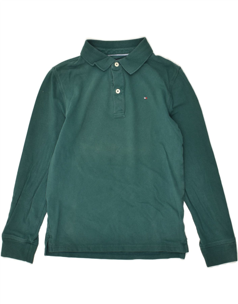 TOMMY HILFIGER Boys Long Sleeve Polo Shirt 11-12 Years Green Cotton | Vintage Tommy Hilfiger | Thrift | Second-Hand Tommy Hilfiger | Used Clothing | Messina Hembry 
