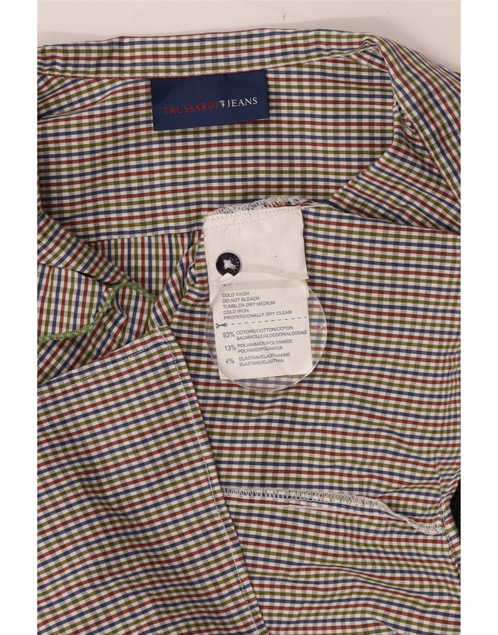 Trussardi Jeans Womens Ruffle Front Blouse Top UK 6 XS Multicoloured