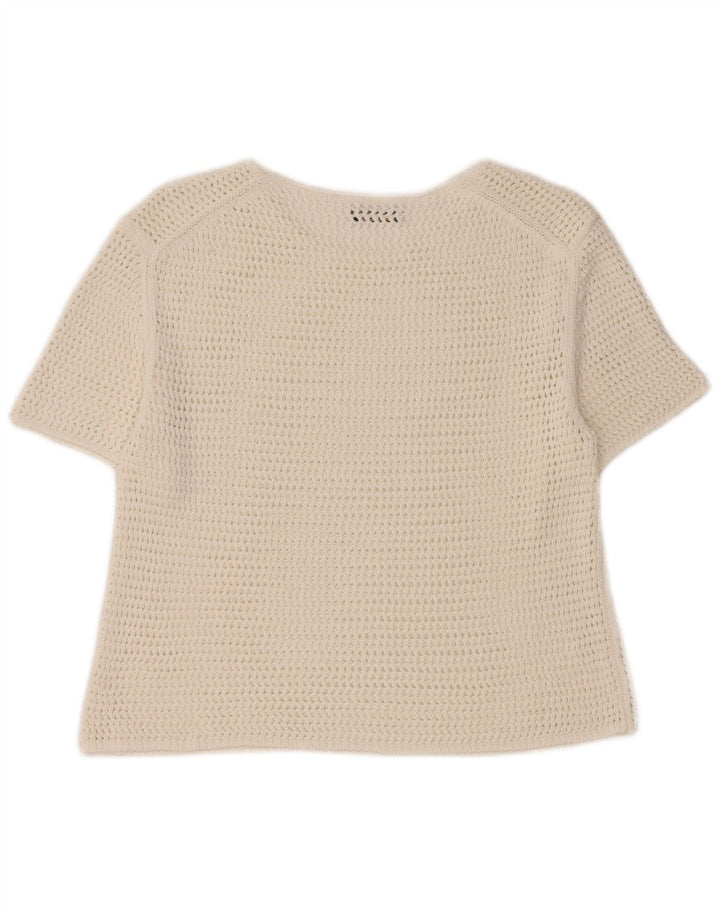 Massimo Dutti Womens Crop Crochet Blouse Top UK 12 Medium White
