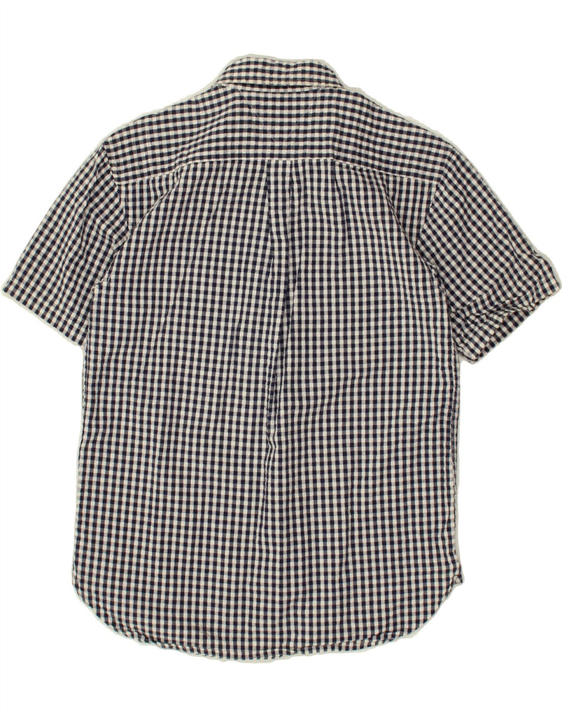 TOMMY HILFIGER Boys Short Sleeve Shirt 12-13 Years Large Navy Blue Gingham Vintage Tommy Hilfiger and Second-Hand Tommy Hilfiger from Messina Hembry 