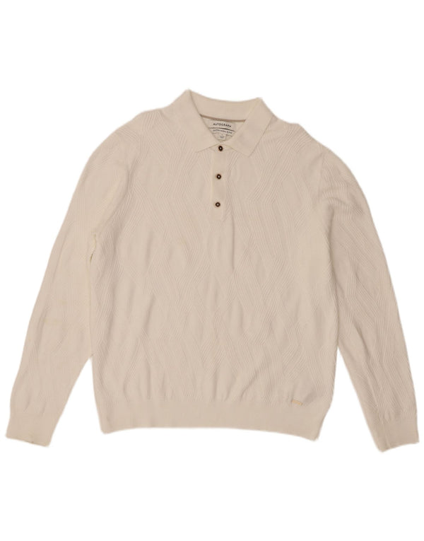 Marks & Spencer Mens Autograph Polo Neck Jumper Sweater Large White Cotton
