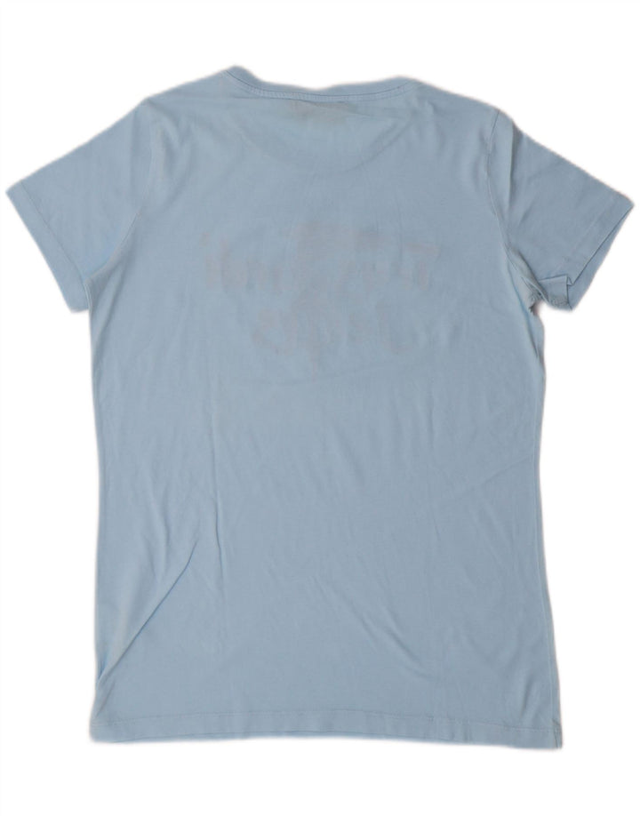 TRUSSARDI JEANS Womens Graphic T-Shirt Top Medium Blue Cotton