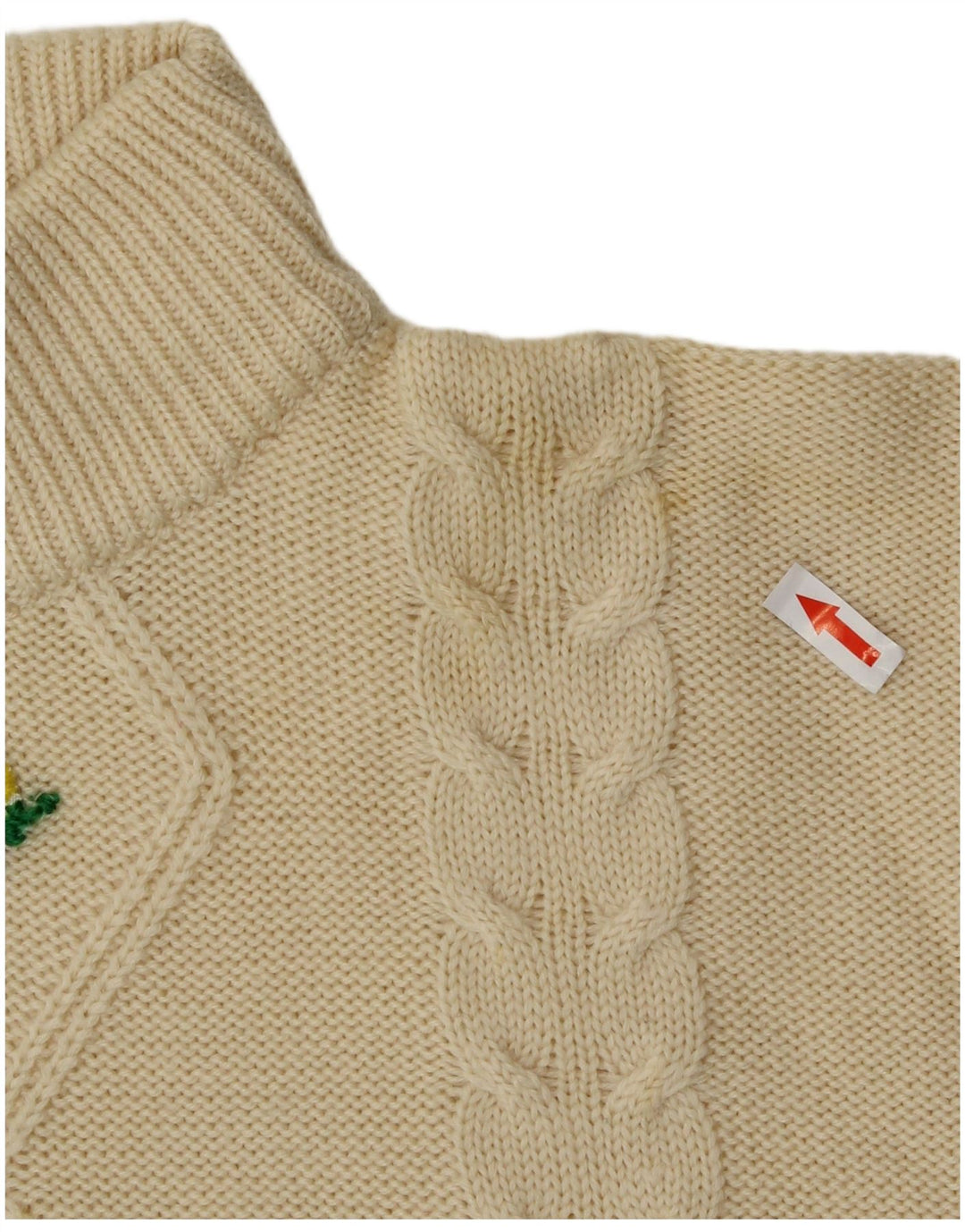 Vintage Womens Turtle Neck Jumper Sweater UK 14 Medium Yellow Floral