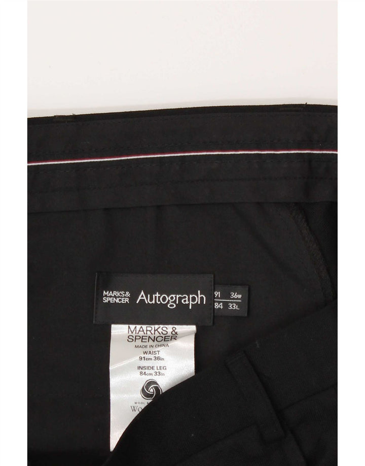 Marks & Spencer Mens Straight Suit Trousers W36 L33 Black Polyester