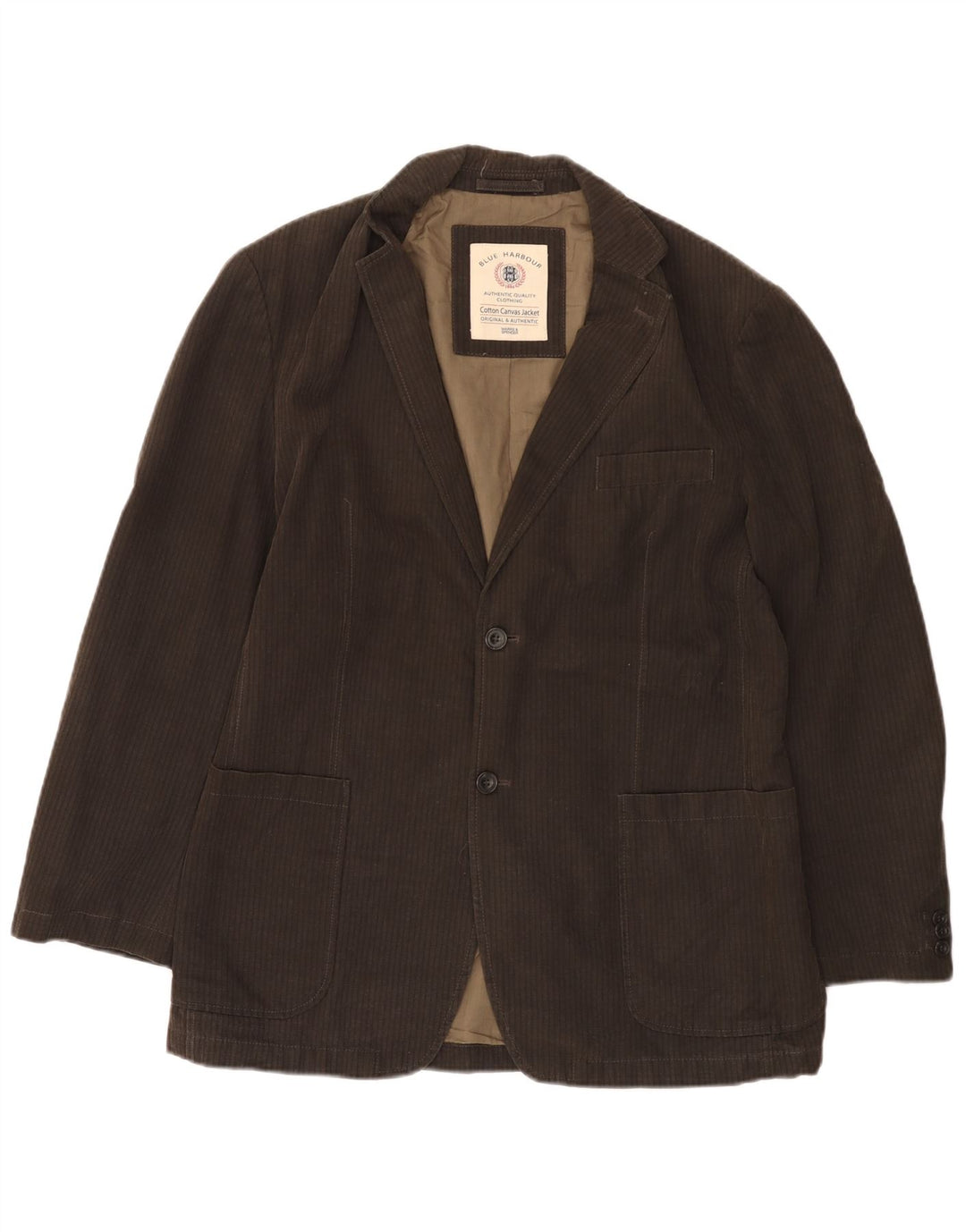 Marks & Spencer Mens 2 Button Blazer Jacket UK 38 Medium Brown Pinstripe