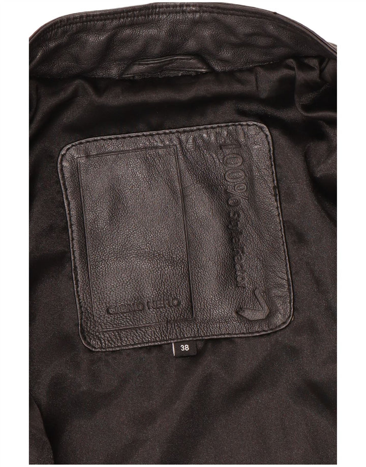 Cigno Nero Womens Crop Leather Biker Jacket IT 38 XS Black Leather