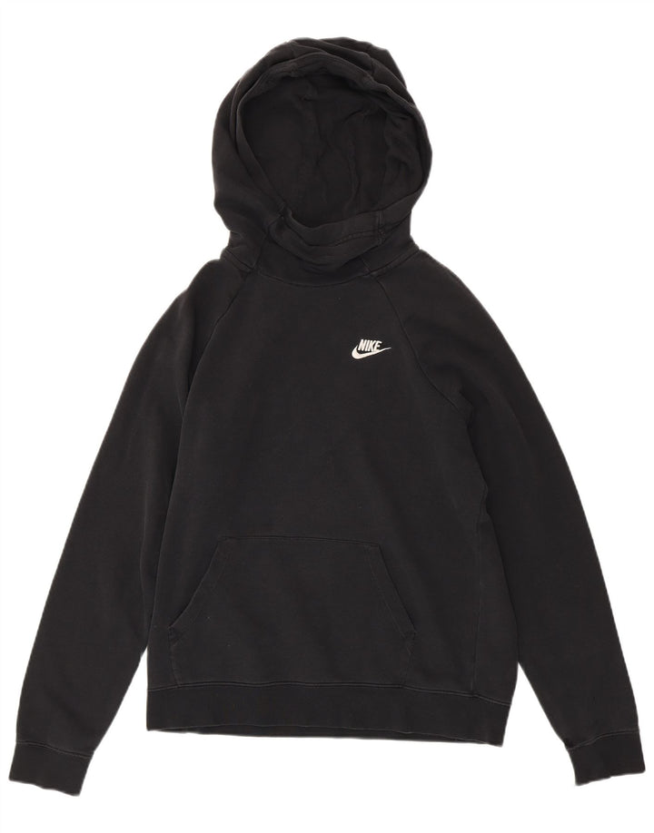 NIKE Womens Hoodie Jumper UK 14 Medium Black Cotton