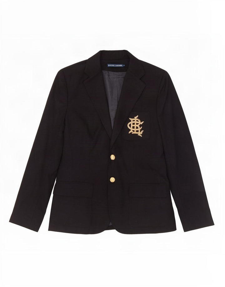 Ralph Lauren Womens 2 Button Blazer Jacket US 8 Medium Navy Blue Wool