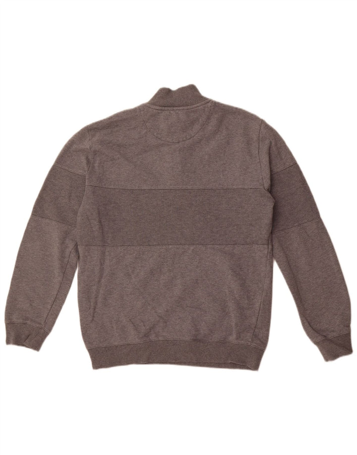 Lyle & Scott Mens Zip Neck Sweatshirt Jumper Medium Grey Colourblock Cotton