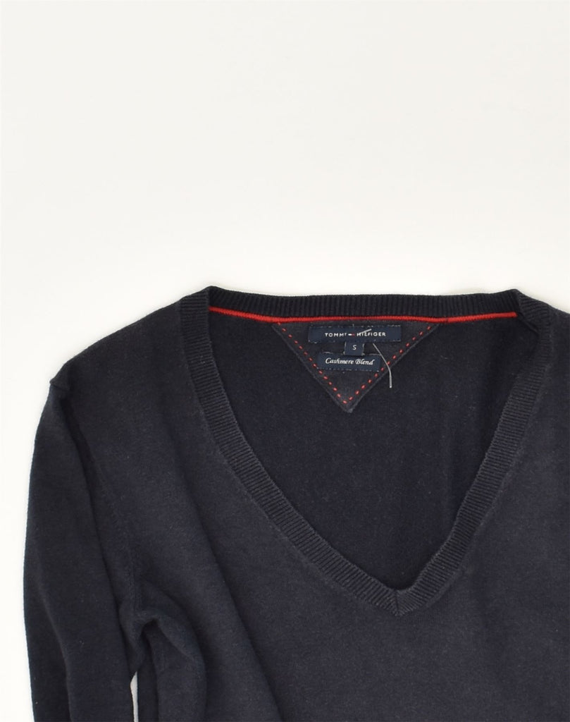 TOMMY HILFIGER Womens V-Neck Jumper Sweater Small Black Cashmere | Vintage Tommy Hilfiger | Thrift | Second-Hand Tommy Hilfiger | Used Clothing | Messina Hembry 