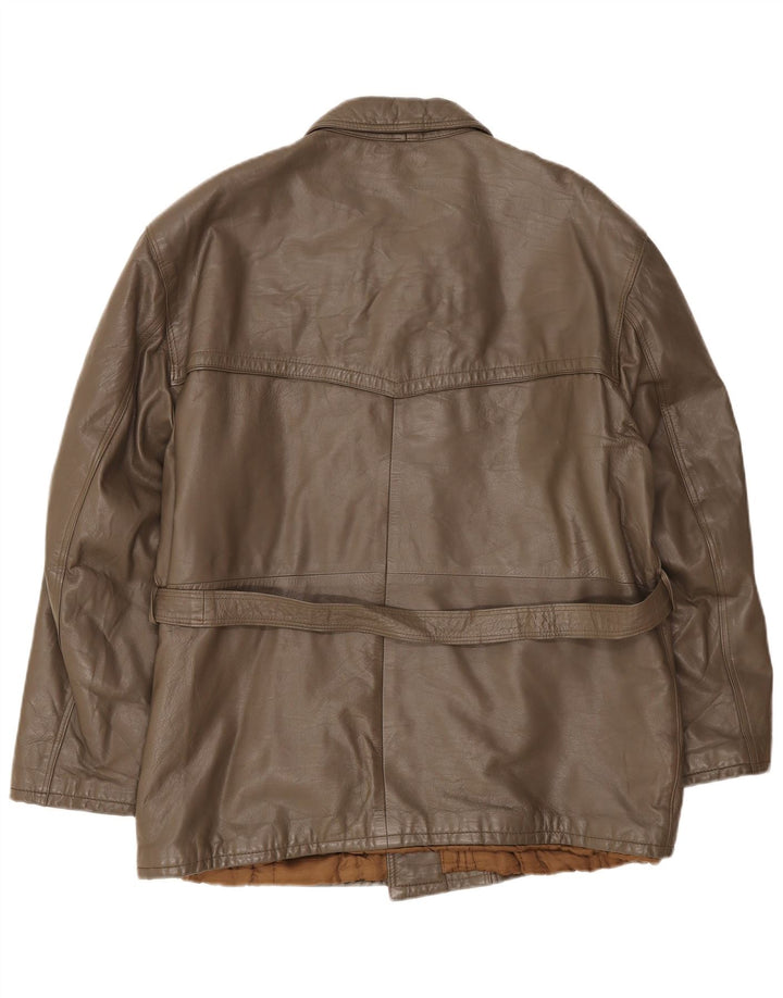 Vintage Mens Leather Jacket IT 54 2XL Brown