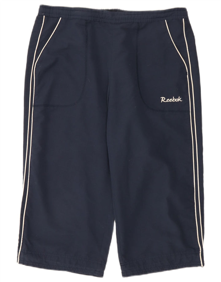 Reebok Womens Bermuda Sport Shorts UK 14 Large Navy Blue Polyester