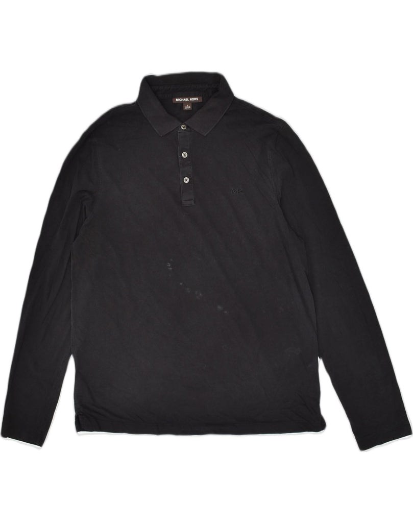 MICHAEL KORS Mens Long Sleeve Polo Shirt Large Black Cotton | Vintage Michael Kors | Thrift | Second-Hand Michael Kors | Used Clothing | Messina Hembry 