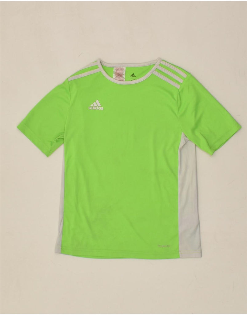 ADIDAS Boys Climalite T-Shirt Top 11-12 Years Medium Green Colourblock | Vintage Adidas | Thrift | Second-Hand Adidas | Used Clothing | Messina Hembry 