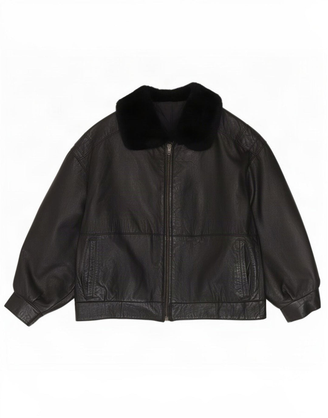 Vintage Womens Loose Fit Leather Jacket IT 40 Small Black