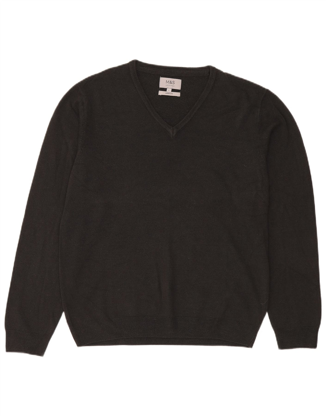 Marks & Spencer Mens V-Neck Jumper Sweater Large Black Acrylic