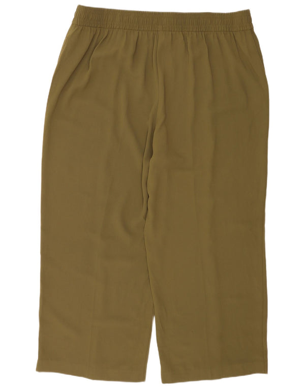 Marks & Spencer Womens Wide Leg Casual Trousers UK 24 4XL W44 L30 Khaki