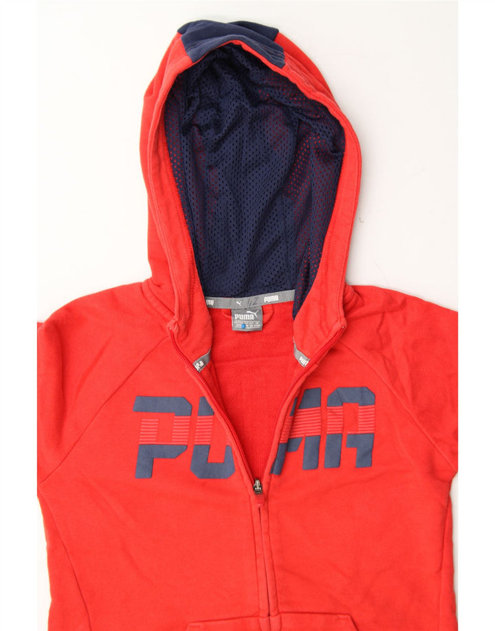 PUMA Boys Graphic Zip Hoodie Sweater 9-10 Years Medium  Red Cotton Vintage Puma and Second-Hand Puma from Messina Hembry 