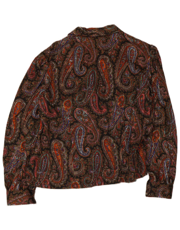 Vintage Womens Crop Shirt Blouse UK 8 Small Multicoloured Paisley