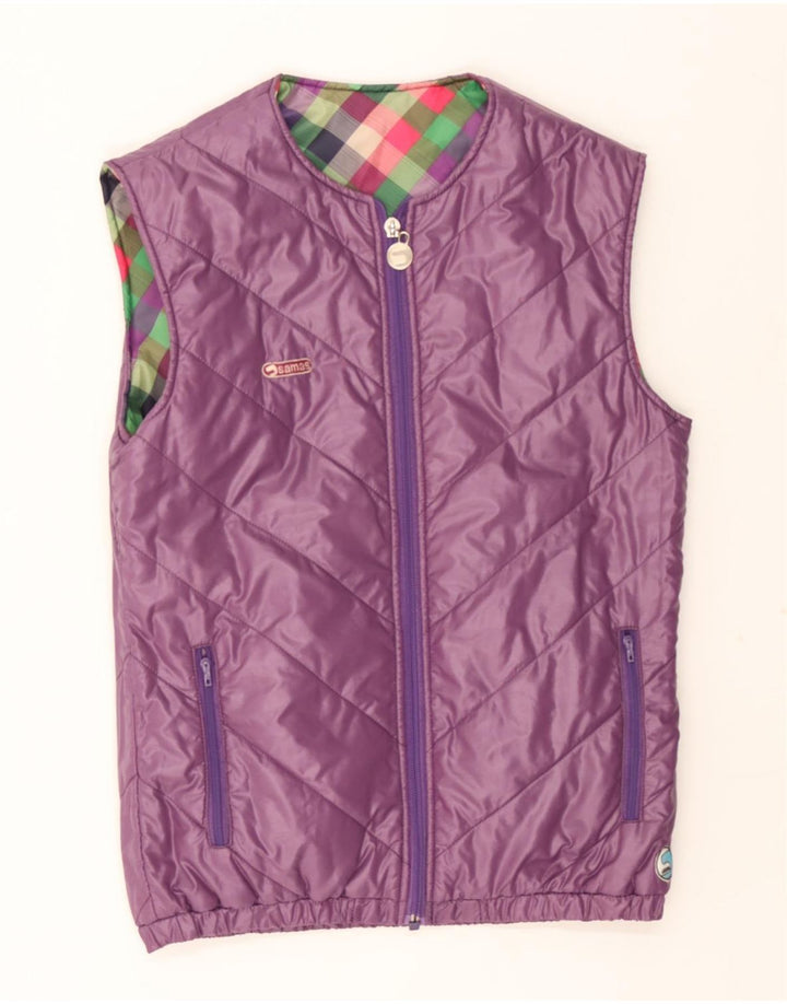 SAMAS Womens Padded Reversible Gilet UK 12 Medium  Multicoloured Check Vintage Samas and Second-Hand Samas from Messina Hembry 
