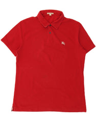 BURBERRY Mens Polo Shirt Large Red Cotton