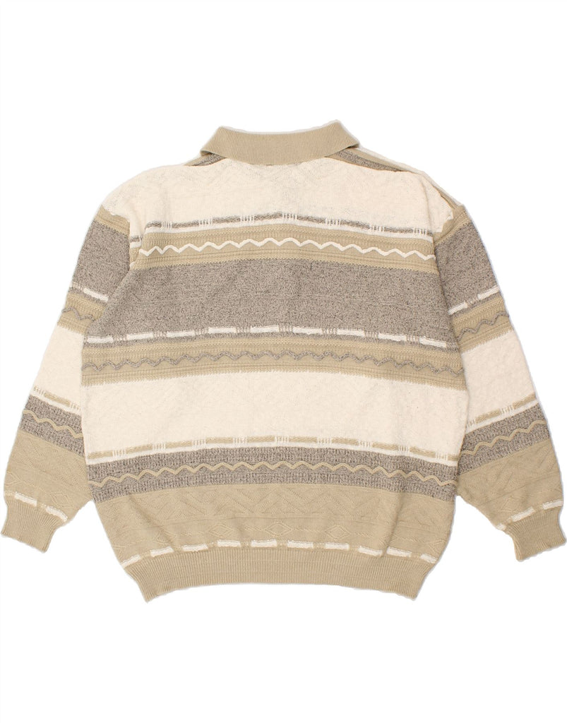 APART Mens Polo Neck Jumper Sweater XL Beige Striped Polyacrylic Vintage Apart and Second-Hand Apart from Messina Hembry 