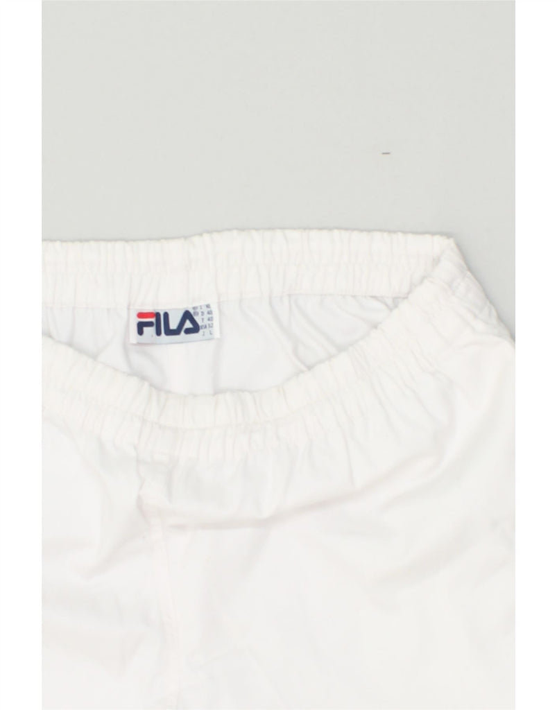 FILA Womens Graphic Sport Shorts IT 48 XL White | Vintage Fila | Thrift | Second-Hand Fila | Used Clothing | Messina Hembry 