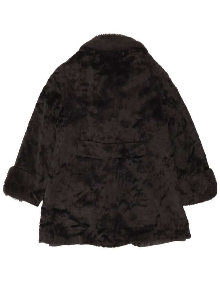 Vintage Womens Fur Coat UK 14 Medium Black