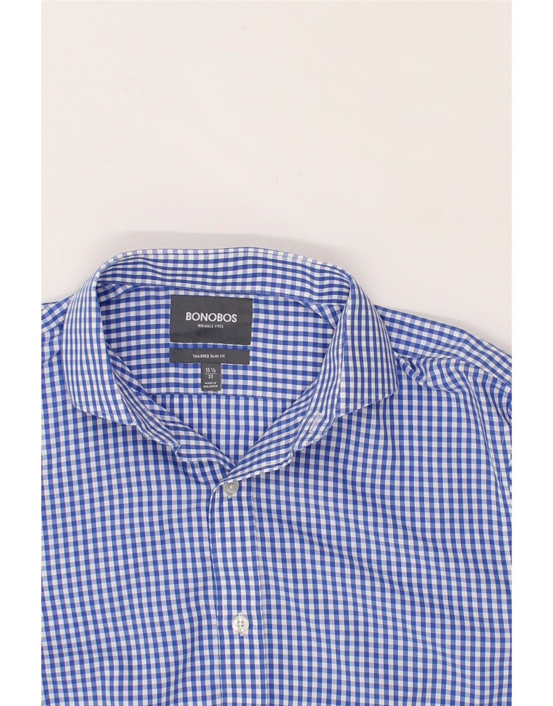 BONOBOS Mens Tailored Fit Slim Fit Shirt Size 15 1/2 Medium Blue Gingham Vintage BONOBOS and Second-Hand BONOBOS from Messina Hembry 