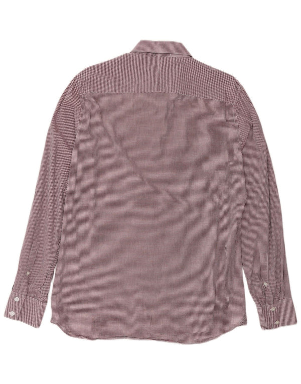 Dkny Mens Shirt Medium Burgundy Gingham Cotton