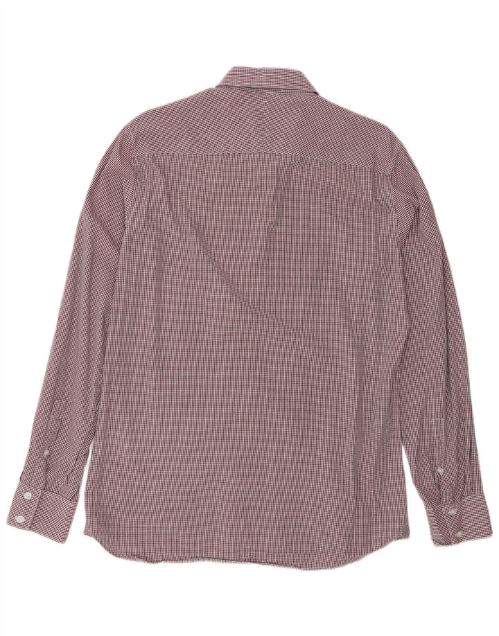 Dkny Mens Shirt Medium Burgundy Gingham Cotton