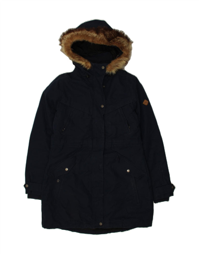 O'NEILL Womens Hooded Parka Jacket UK 16 Large Navy Blue Polyester Vintage O'Neill and Second-Hand O'Neill from Messina Hembry 