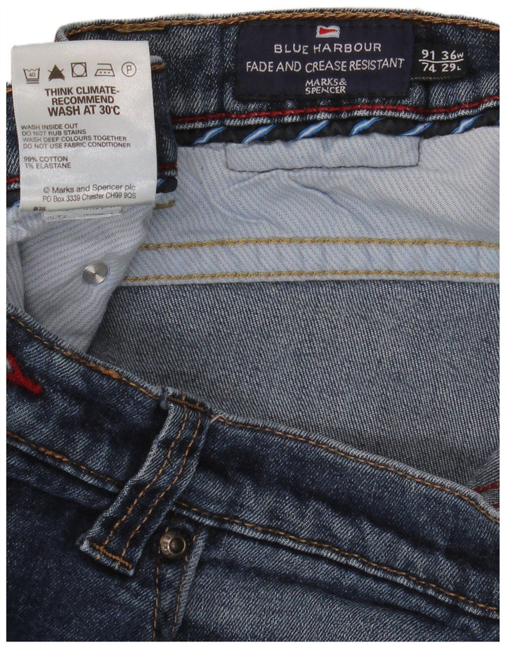 Marks & Spencer Mens Blue Harbour Straight Jeans W36 L29 Blue Cotton
