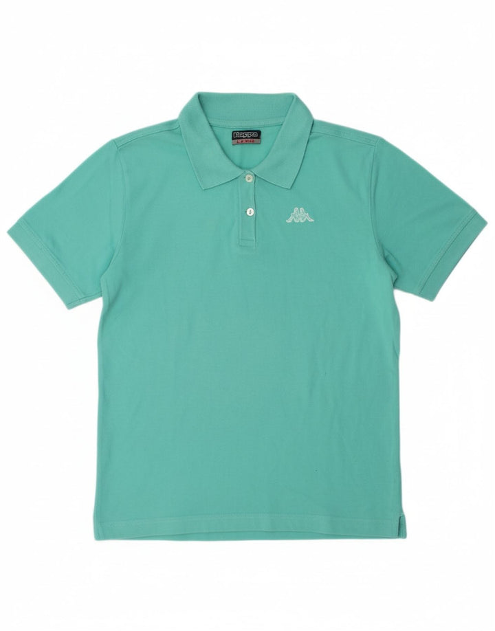 KAPPA Girls Polo Shirt 13-14 Years Large Turquoise Cotton