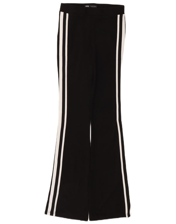 Zara Womens Flare Tracksuit Trousers Medium Black Polyamide