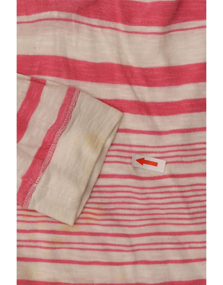 Roxy Womens Graphic Top Long Sleeve UK 14 Medium  Pink Striped Cotton