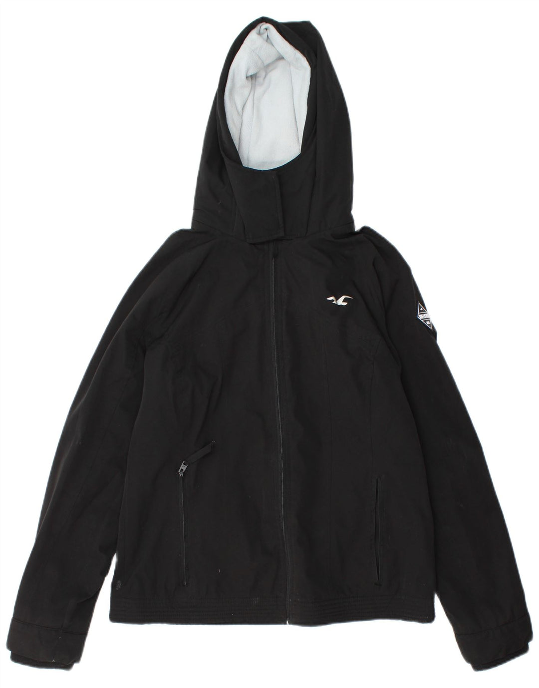 Hollister Womens Hooded Windbreaker Jacket UK 14 Medium Black Polyester