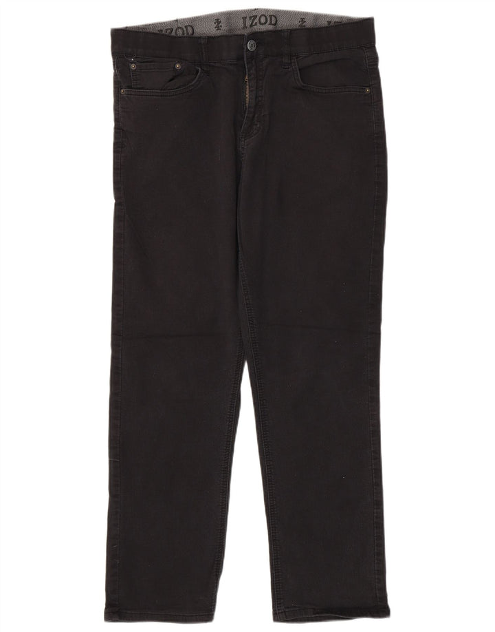 IZOD Mens Regular Fit Straight Jeans W34 L30 Black Cotton