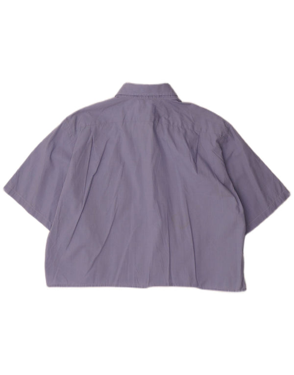 LACOSTE Womens Crop Oversized Short Sleeve Shirt Size 43 Large Blue