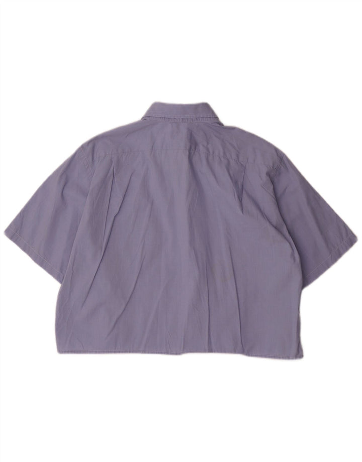 LACOSTE Womens Crop Oversized Short Sleeve Shirt Size 43 Large Blue