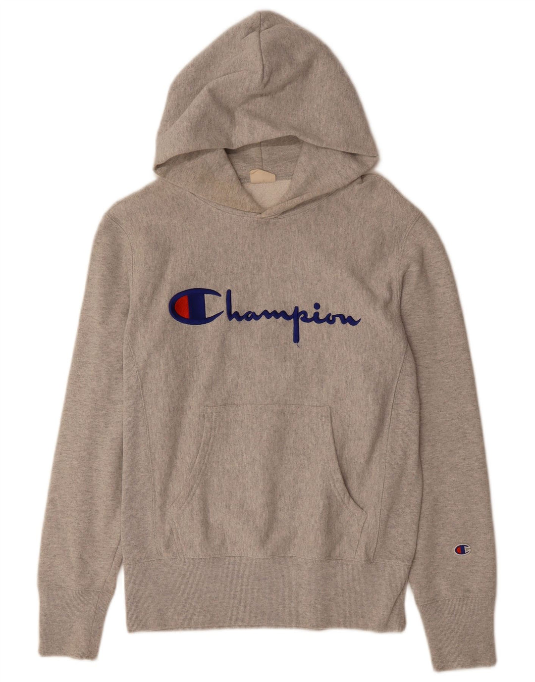 CHAMPION Mens Graphic Hoodie Jumper Medium Grey Cotton
