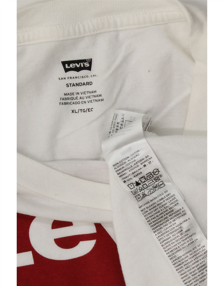 LEVI'S Mens Standard Graphic T-Shirt Top XL White Cotton