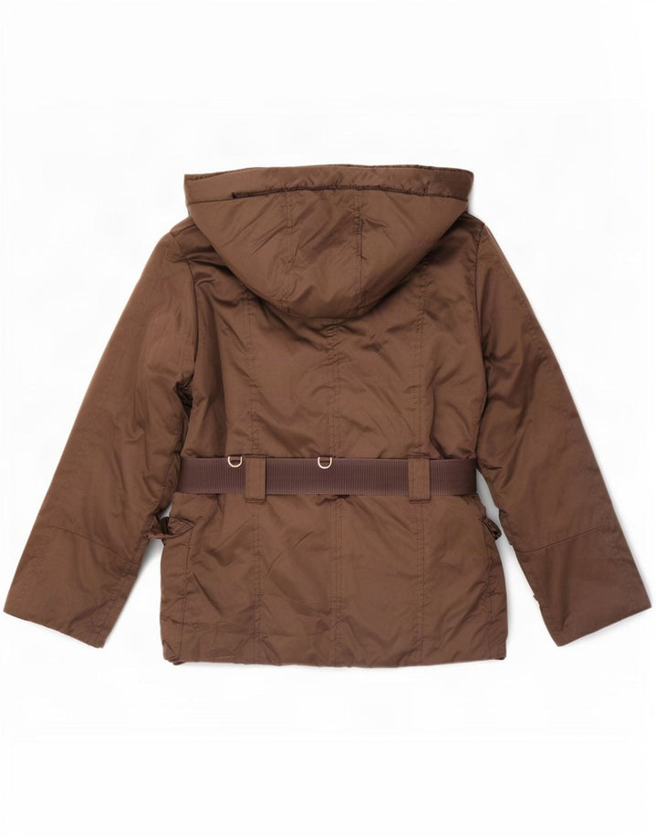 Zara Womens Hooded Padded Jacket UK 10 Small Brown Polyester