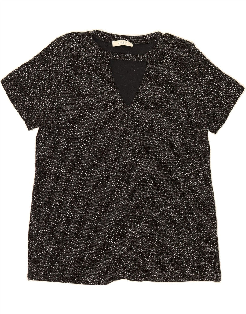 OASIS Womens Blouse Top UK 14 Medium Black Spotted Polyamide Vintage Oasis and Second-Hand Oasis from Messina Hembry 
