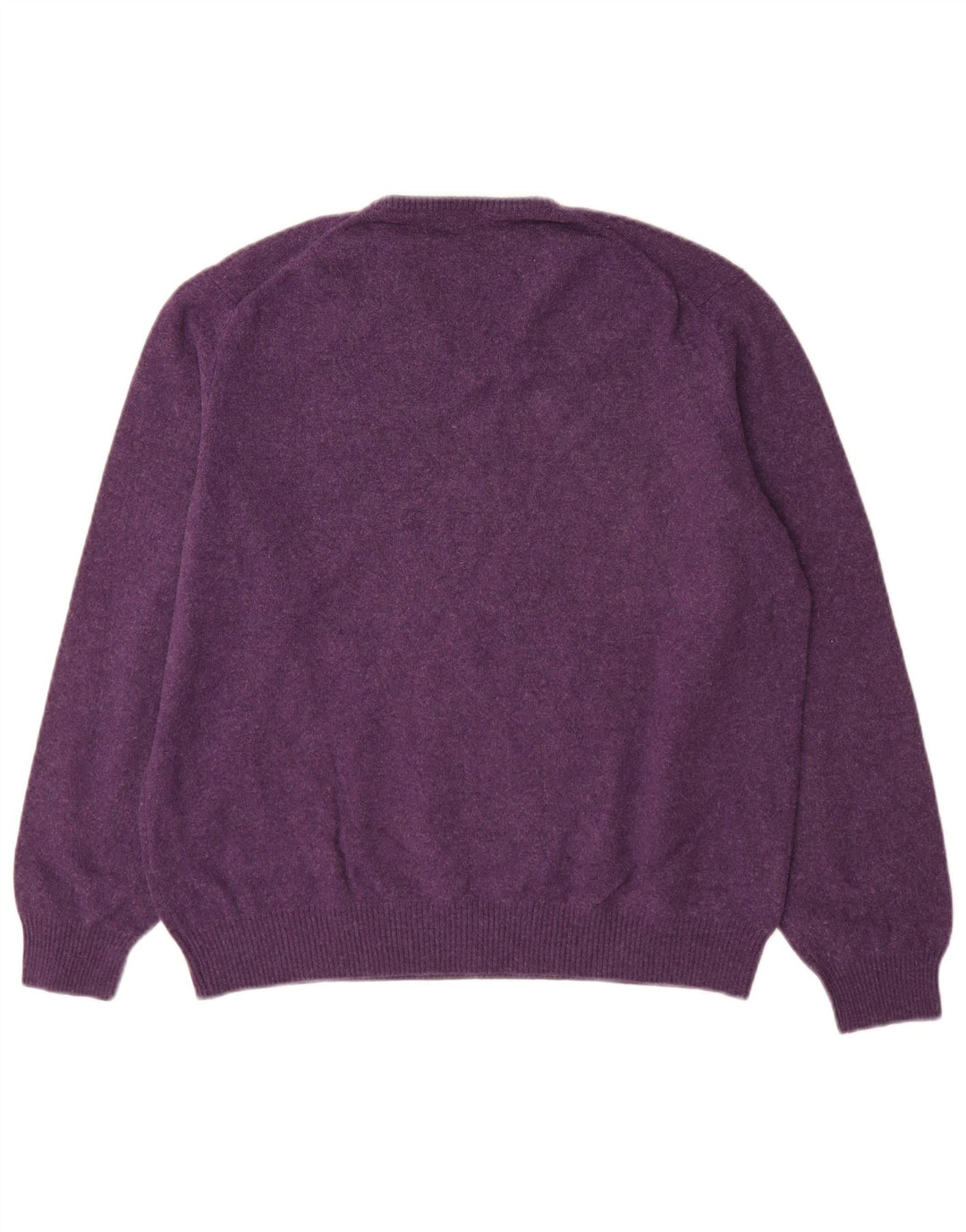 Massimo Dutti Mens V-Neck Jumper Sweater XL Purple Wool