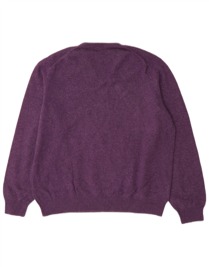 Massimo Dutti Mens V-Neck Jumper Sweater XL Purple Wool
