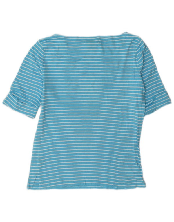 Ralph Lauren Womens Top 3/4 Sleeve UK 14 Medium Blue Striped Cotton