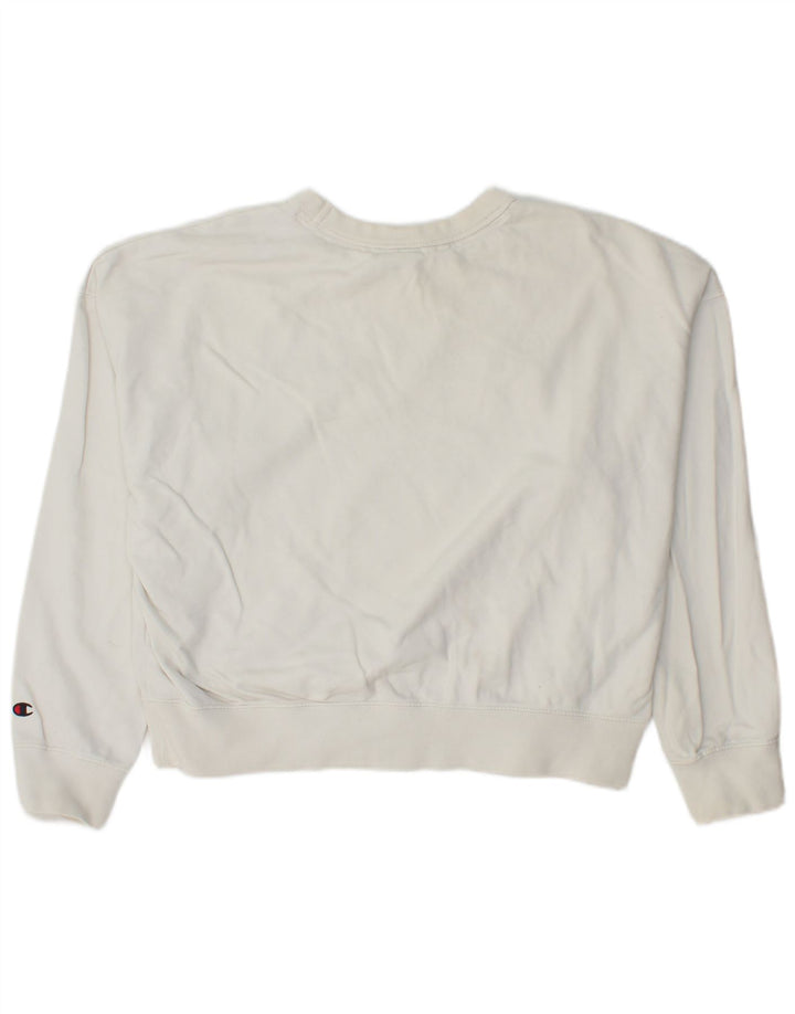 CHAMPION Womens Crop Oversized Sweatshirt Jumper UK 14 Medium White