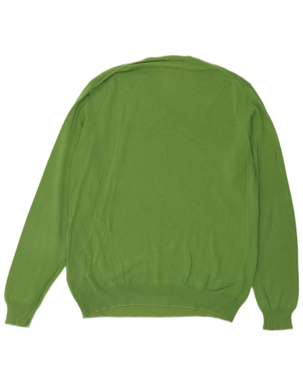 Kappa Mens V-Neck Jumper Sweater Large Green Cotton