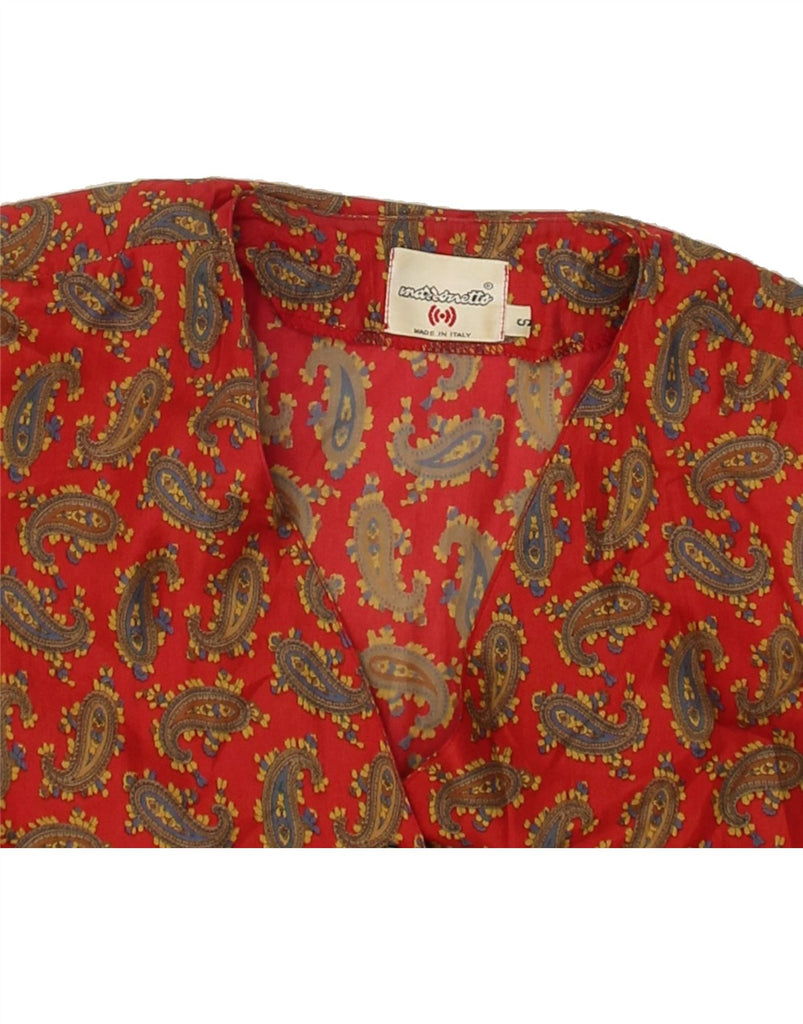 VINTAGE Womens Short Sleeve Shirt UK 10 Small Red Paisley | Vintage Vintage | Thrift | Second-Hand Vintage | Used Clothing | Messina Hembry 